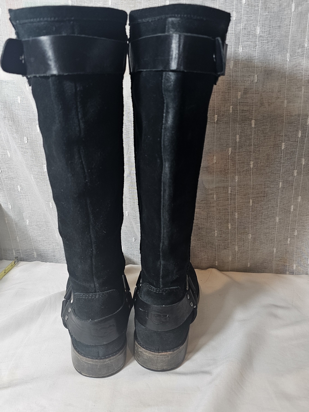 UGG Women's Black Suede Knee-High Riding Boots - Classic Women's Style. SZ 8 - Picture 3 of 5